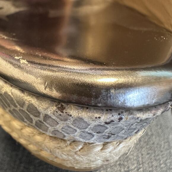 NEW Jimmy Choo Pecane Gray Silver Snake Print Wedge EU 37.5 - Picture 4 of 16